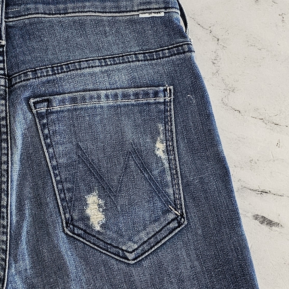 MOTHER The Stunner Ankle Fray Grafilli Girl Blue Skinny Jeans 26 Preowned‎ - Picture 7 of 12